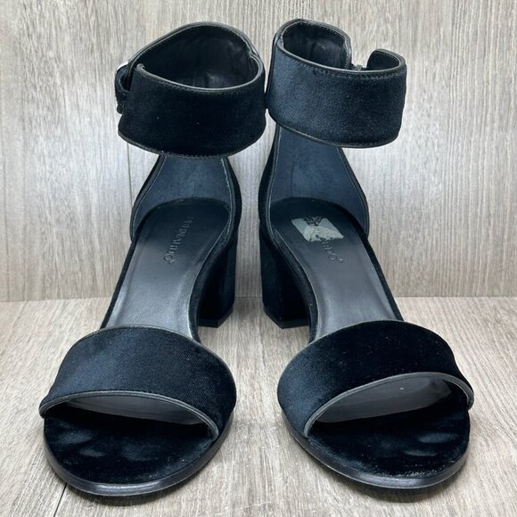 Bernardo Blythe Sandals Womens 10M Ankle Strap Chunky Heel Velvety suede Black - Picture 4 of 13